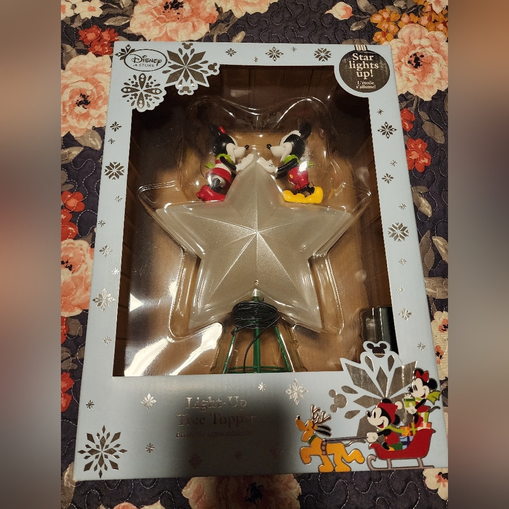 Disney Store Christmas 2015 Holiday Mickey & Minnie Rare Star Tree Topper EUC